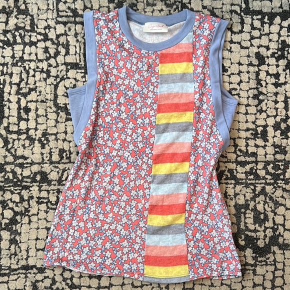 Floral multi color stripe knit tank - Picture 5 of 5